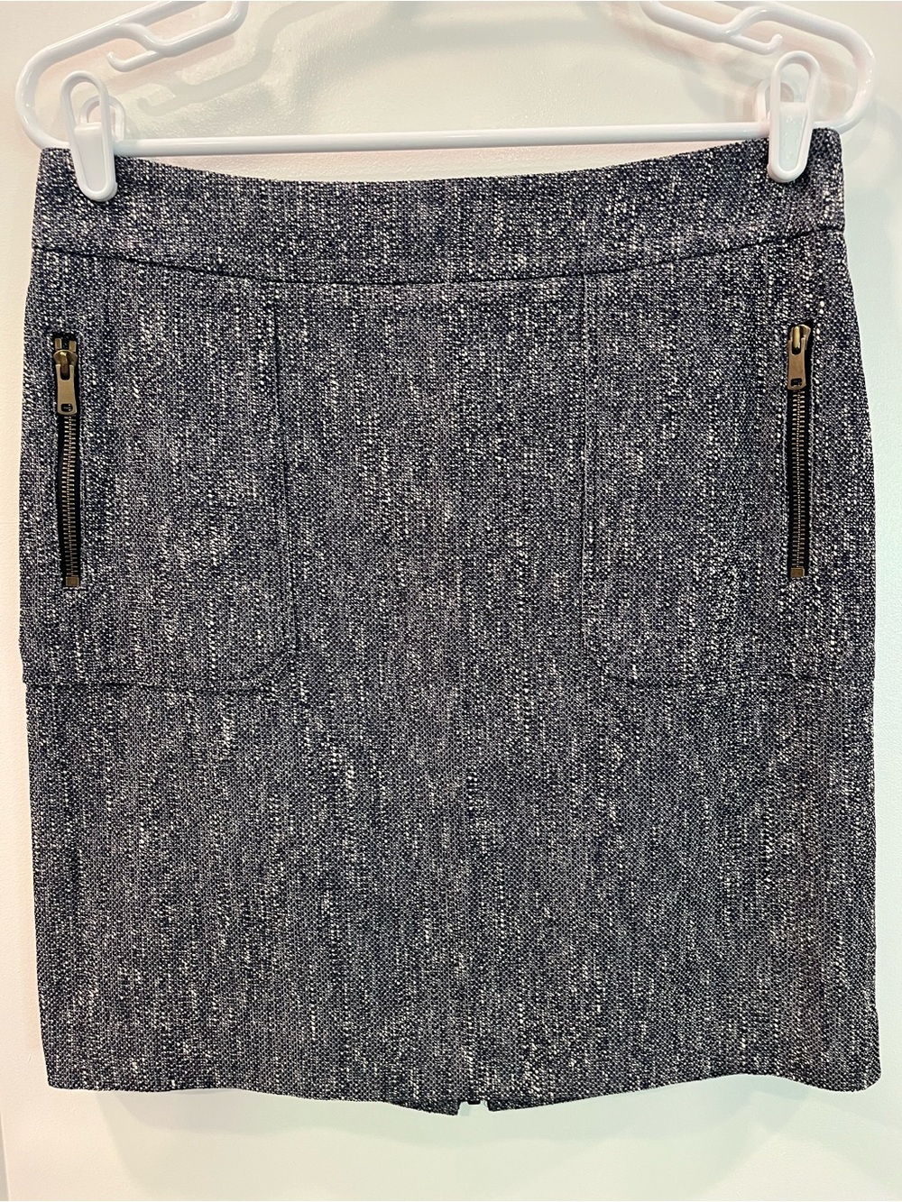 Classic Tweed Pencil Skirt in Navy and Cream